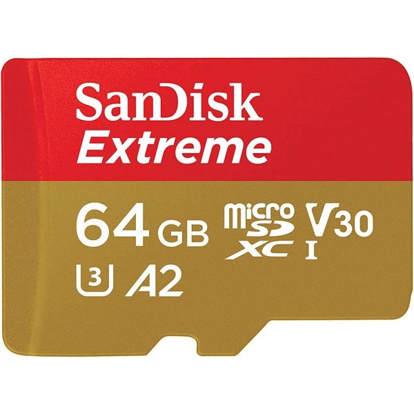 Карта пам'яті Sandisk 64GB microSD C10 UHS-I U3 R170/W80MB/s Extreme V30 + SD (SDSQXAH-064G-GN6MA)