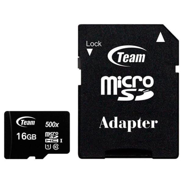 Карта пам'яті Team MicroSDHC 16GB UHS-I Class 10 Black + SD-adapter (TUSDH16GCL10U03)