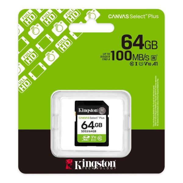 Карта пам'яті Kingston 64GB SDXC Canvas Select Plus Gen3 10 0MB/s C10 UHS-I U1 V10 SDS3/64GB (SDS3/64GB)
