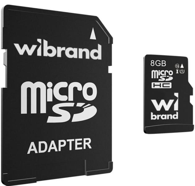 Карта пам'яті Wibrand microSDHC 8Gb class 10 (adapter SD) (WICDHC10/8GB-A)