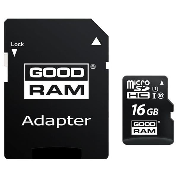 Карта пам'яті GoodRam MicroSDHC 16GB UHS-I Class 10 + SD-adapter (M1AA-0160R12)