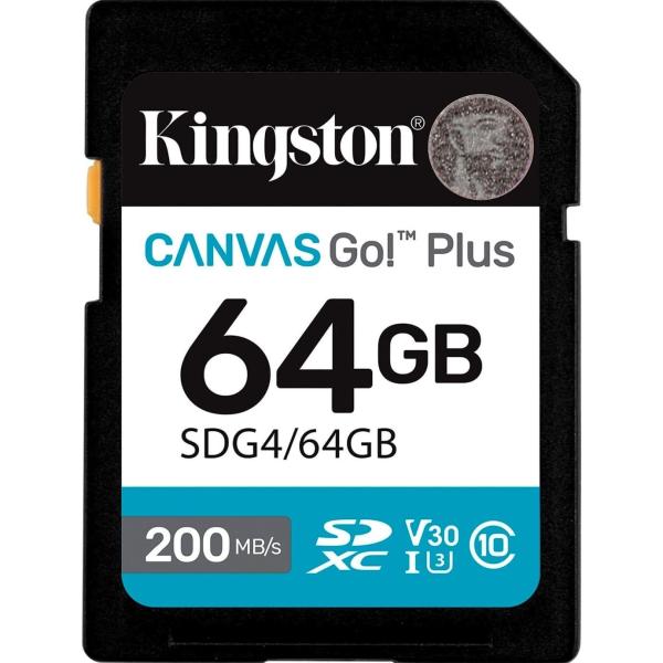 Карта пам'яті Kingston SDXC (UHS-1 U3) Canvas Go! Plus 64Gb class 10 A2 V30 (R200MB/s) (SDG4/64GB)