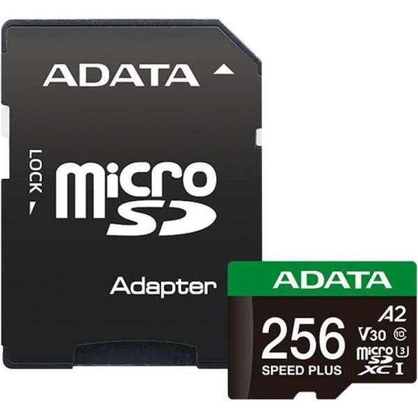 Карта пам'яті Adata microSDXC (UHS-1 U3) A-DATA SPEED PLUS 256Gb Class 10 V30 A2 (R-180Mb/s W160Mb/s) (adapter SD) (UD256GUI3V30A2SP-RA1)