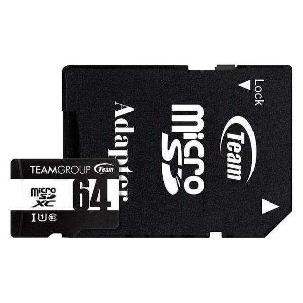Карта пам'яті Team MicroSDHC 64GB UHS-I Class 10 Black + SD-adapter (TUSDX64GCL10U03)