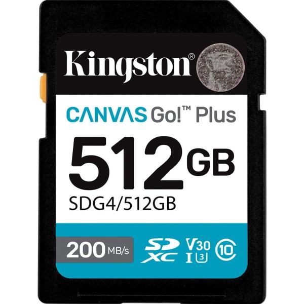 Карта пам'яті Kingston SDXC (UHS-1 U3) Canvas Go! Plus 512Gb class 10 A2 V30 (R200MB/s, W160MB/s) (SDG4/512GB)