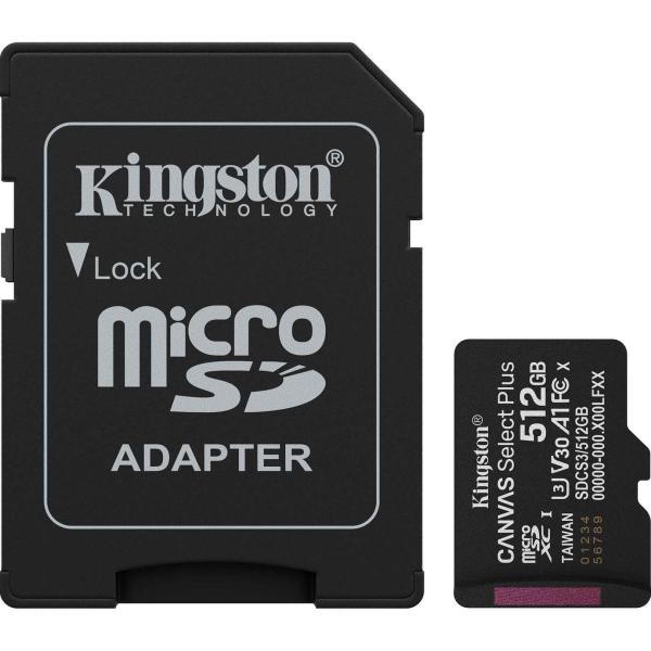 Карта пам'яті Kingston 512GB microSDXC Canvas Select Plus G en3 150MB/s A1 Card + Adapter SDCS3/512GB (SDCS3/512GB)