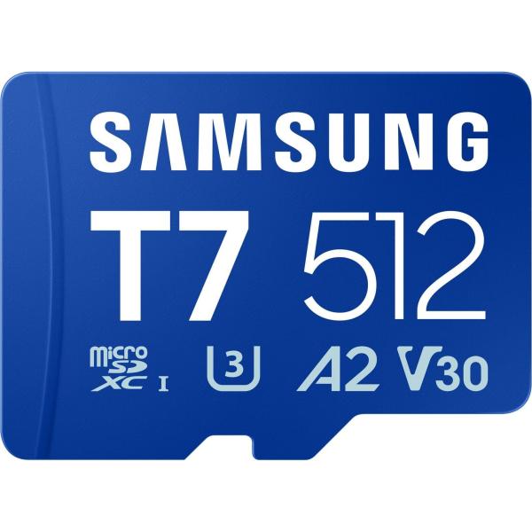 Карта пам'яті Samsung MICRO SDXC T7 512GB, U3, V30, A2 до 170 Мб/с (MB-MB512T/WW)