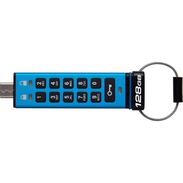 Флеш-накопичувач Kingston USB3.2 128GB IronKey Keypad 200 Type-C Blue (IKKP200C/128GB)