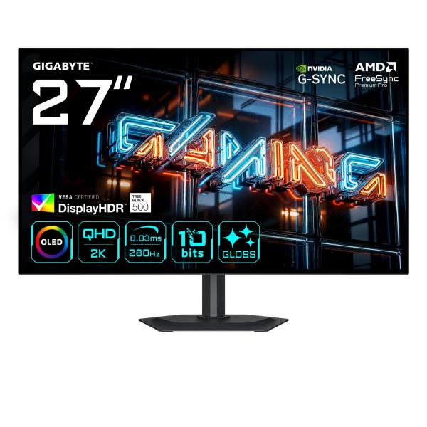 Монітор 27" GIGABYTE MO27Q28GR (MO27Q28GR Gaming Monitor) 2560x1440 (QHD 2K) OLED 280 Hz