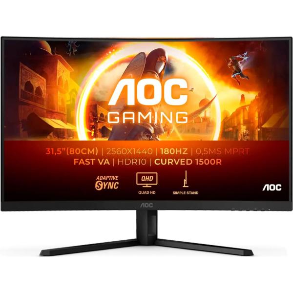 Монітор 31.5" AOC CQ32G4VE (CQ32G4VE) 2560x1440 (QHD, 2K) VA 180 Hz
