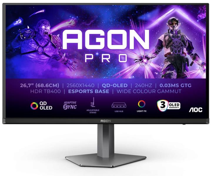 Монітор 26.5" AOC AGON Pro AG276QZD2 (AG276QZD2) 2560x1440 (QHD, 2K) QD-OLED 240 Hz