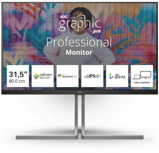 Монітор 31.5" AOC U32U3CV (U32U3CV) 3840х2160 (UHD 4K) IPS 60 Hz