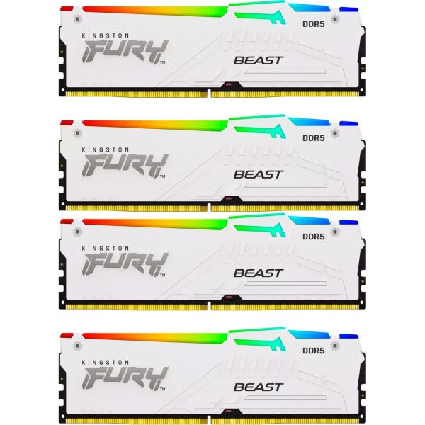 Модуль пам'яті Kingston Fury DDR5 128GB (4x32) Beast 5600MHz White RGB XMP (KF556C40BWAK4-128)