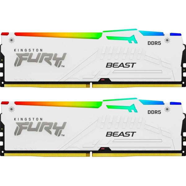 Модуль пам'яті Kingston Fury DDR5 64GB (2x32) 5600MHz Beast White RGB XMP (KF556C40BWAK2-64)