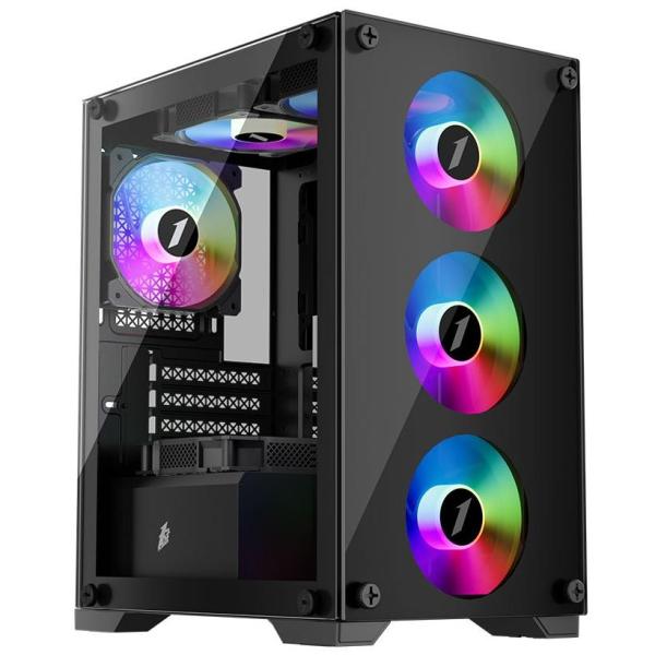 Корпус 1stPlayer X2-M-BK-4F1 Black без БП (X2-M-BK-4F1)