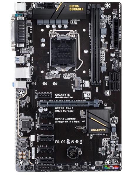 Материнська плата GIGABYTE H110-D3A (H110-D3A) (Socket 1151, Intel H110, ATX) Б/в,U1