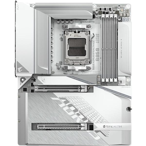 Материнська плата Gigabyte B850 AORUS STEALTH ICE (B850 AORUS STEALTH ICE) (Socket AM5, AMD B850, ATX) Б/в