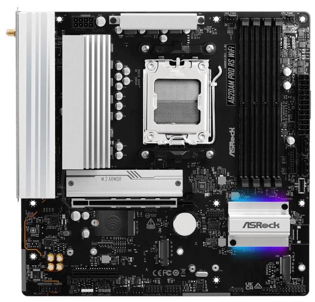 Материнська плата AsRock A620AM PRO RS WIFI (A620AM PRO RS WIFI) (Socket AM5, AMD A620A, Micro-ATX) Б/в