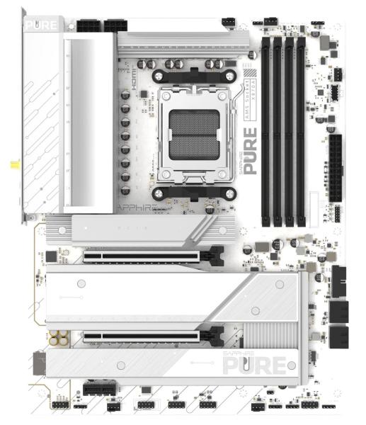 Материнська плата Sapphire PURE X870A WIFI7 (52122-02-40G) (Socket AM5, AMD X870, ATX)