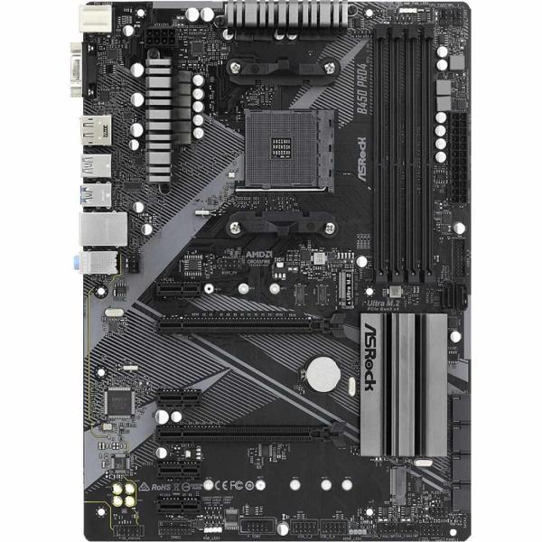 Материнська плата AsRock B450 Pro4 R2.0 (B450 Pro4 R2.0) (Socket AM4, AMD B450, Micro-ATX)