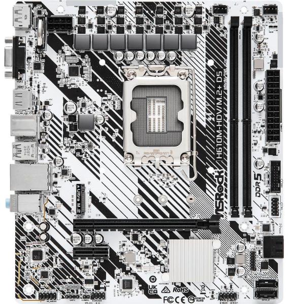 Материнська плата AsRock H610M-HDV/M.2+ D5 (H610M-HDV/M.2+ D5) (Socket 1700, Intel H610, Micro-ATX)