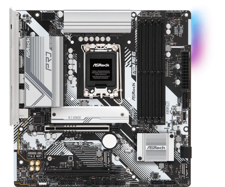 Материнська плата AsRock B760M Pro RS (B760M PRO RS) (Socket 1700, Intel B760, Micro-ATX)