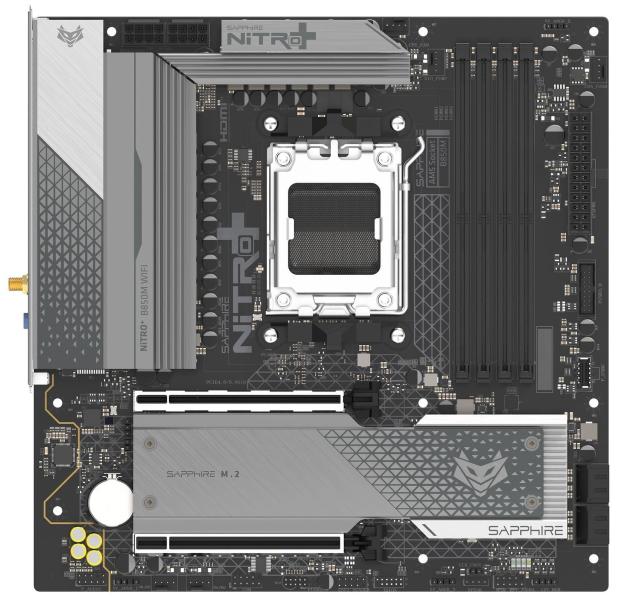 Материнська плата Sapphire NITRO+ B850M WIFI (52123-01-40G) (Socket AM5, AMD B850, Micro-ATX)