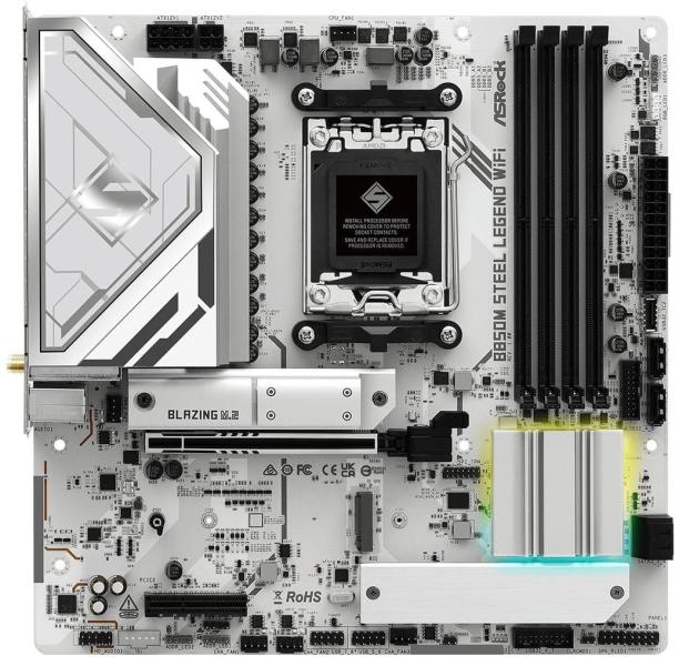 Материнська плата AsRock B850M STEEL LEGEND WIFI (B850M STEEL LEGEND WIFI) (Socket AM5, AMD B850, Micro-ATX)