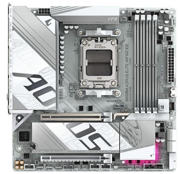 Материнська плата Gigabyte B850M AORUS ELITE WIFI6E ICE (B850M AORUS ELITE WIFI6E ICE) (Socket AM5, AMD B850, Micro-ATX)