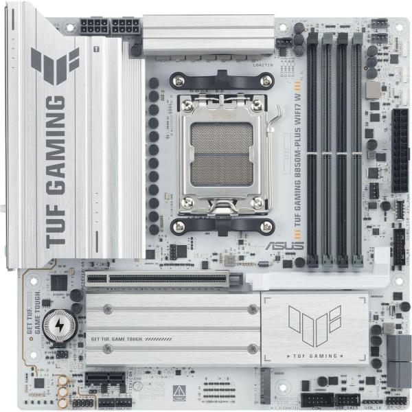 Материнська плата ASUS TUF GAMING B850M-PLUS WIFI7 WHITE (TUF GAMING B850M-PLUS WIFI7 W) (Socket AM5, AMD B850, Micro-ATX)