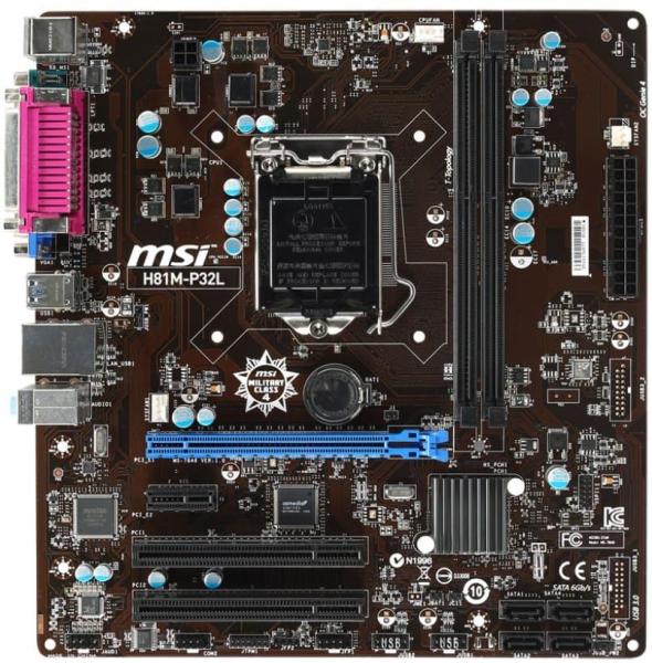 Материнська плата MSI H81M-P32L (H81M-P32L) (Socket 1150, Intel H81, Micro-ATX) Б/в,U1