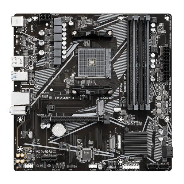 Материнська плата GIGABYTE B550M K (B550M K) (Socket AM4, AMD B550, Micro-ATX)