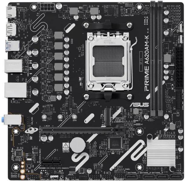 Материнська плата ASUS PRIME A620AM-K (PRIME A620AM-K) (Socket AM5, AMD A620A, Micro-ATX) U1