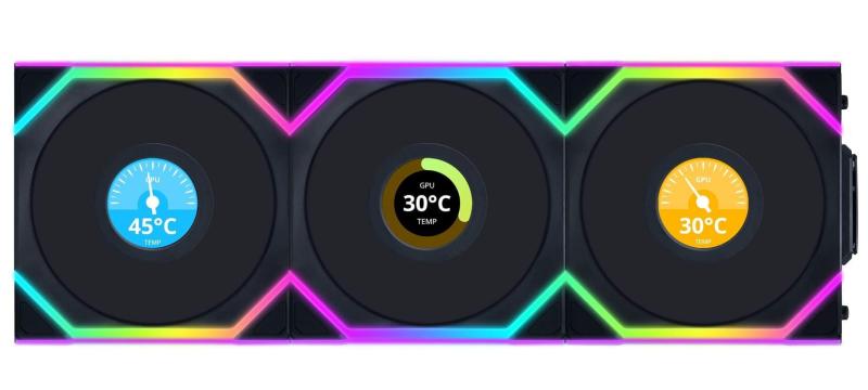 Вентилятор Lian Li Uni Fan SL Wireless LCD 120-3 Black (G99.12SLLCD1W3B.00)
