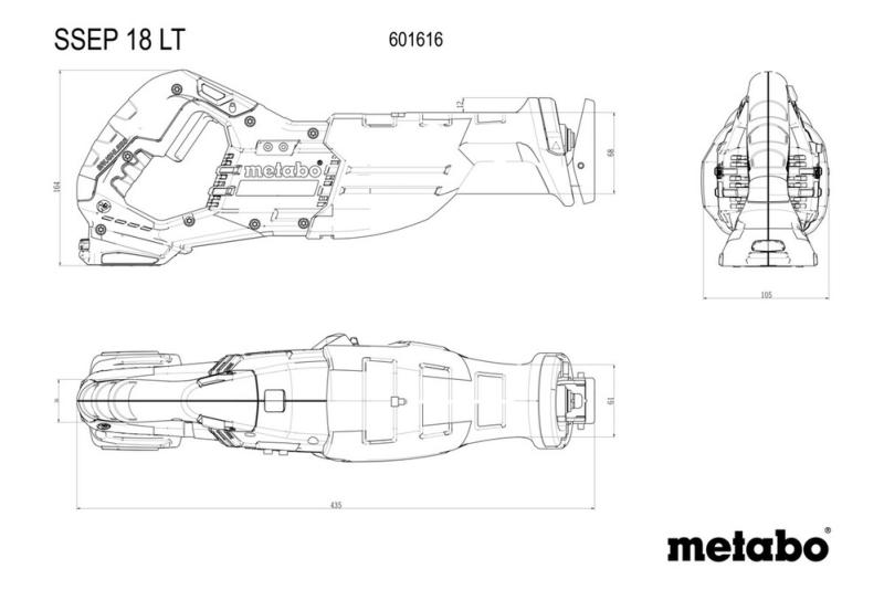 Акумуляторна шабельна пилка Metabo SSEP 18 LT (601616840) (без АКБ та ЗП), фото 5