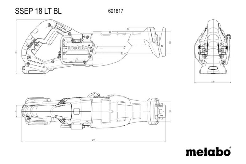 Акумуляторна шабельна пилка Metabo SSEP 18 LT BL (601617840) (без АКБ та ЗП), фото 6