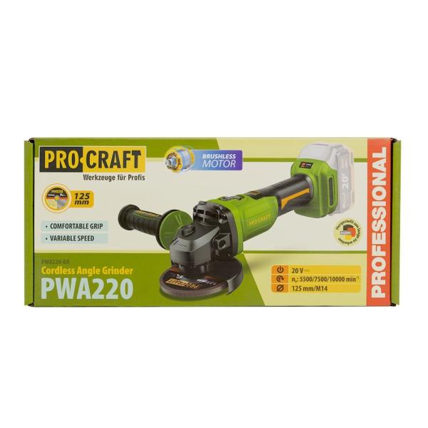 Акумуляторна кутова шліфмашина Procraft PWA220 (030293) (без АКБ та ЗП), фото 11