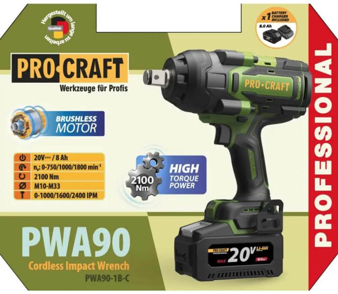 Акумуляторний гайкокрут Procraft PWA90, фото 2