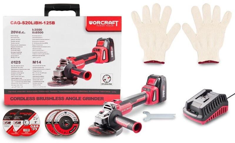 Акумуляторна безщіткова шліфувальна машина кутова Worcraft CAG-S20LIBH-125B (13152), фото 6