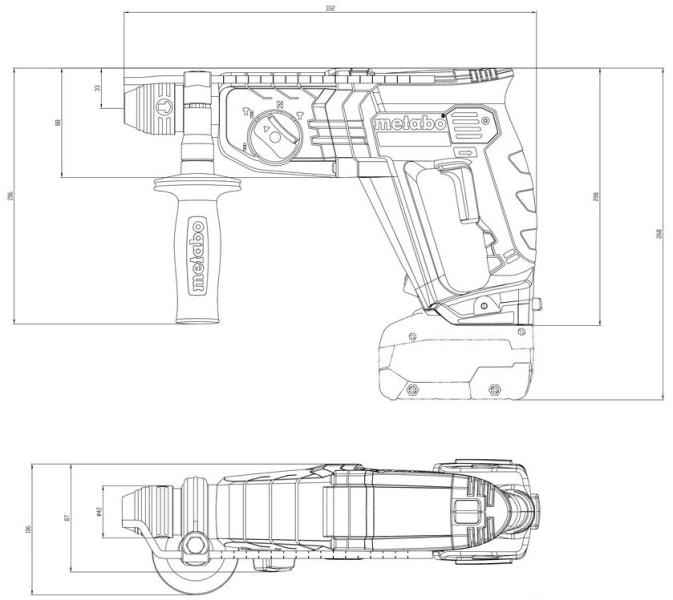 Акумуляторний перфоратор Metabo KH 18 LTX 24 (601712860) (без АКБ та ЗП), фото 2