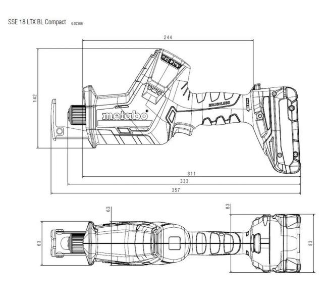 Акумуляторна шабельна пилка Metabo SSE 18 LTX BL Compact (602366840) (без АКБ та ЗП), фото 2