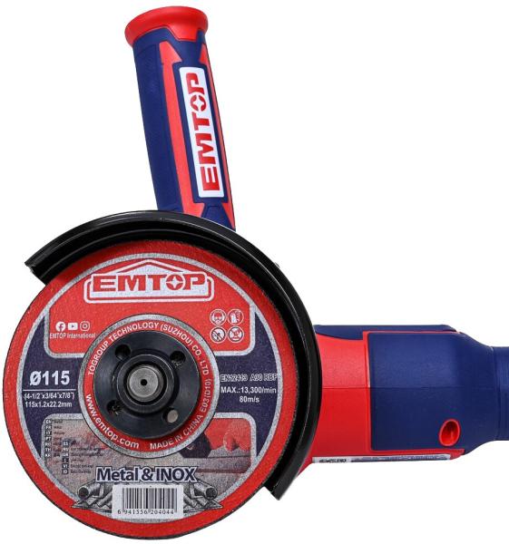 Акумуляторна кутова шліфмашина EMTOP ELAG271532, фото 4