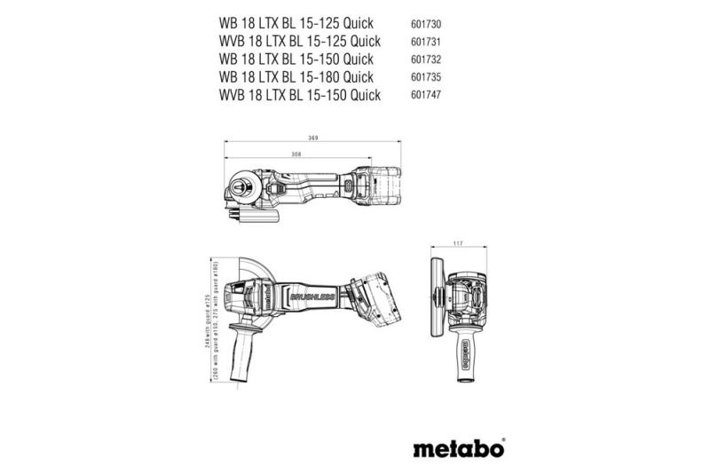 Акумуляторна болгарка Metabo WVB 18 LTX BL 15-125 Quick (601731660), фото 4