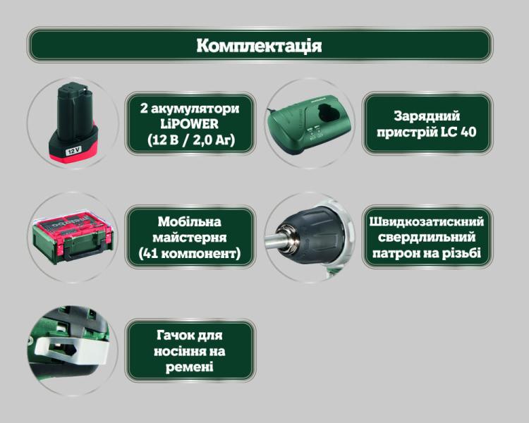 Акумуляторний шурупокрут Metabo PowerMaxx BS Basic Mobile Workshop (600080710), фото 12