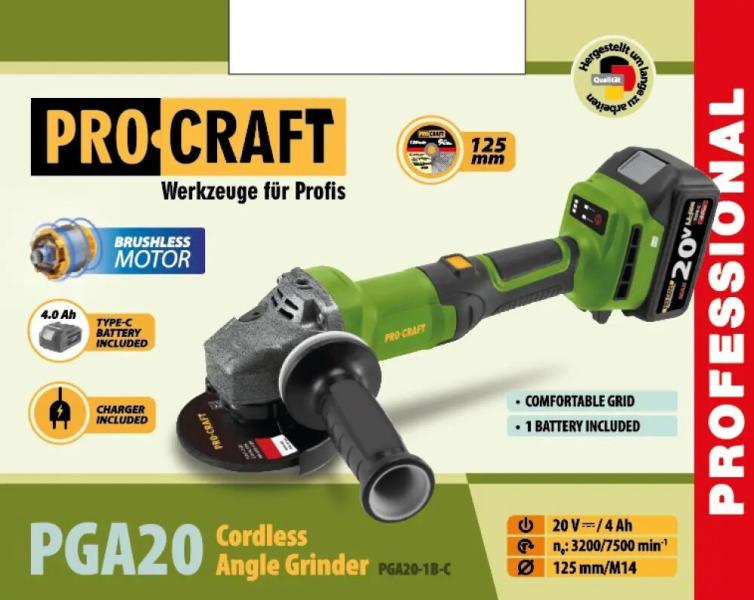 Акумуляторна кутова шліфмашина Procraft PGA20, фото 2