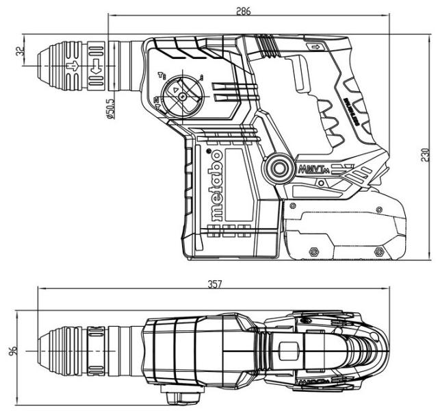 Акумуляторний перфоратор Metabo KH 18 LTX BL 24 Q (601714840) (без АКБ та ЗП), фото 5