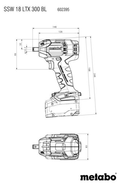Акумуляторний гайкокрут Metabo SSW 18 LTX 300 BL (602395890) (без АКБ та ЗП), фото 2