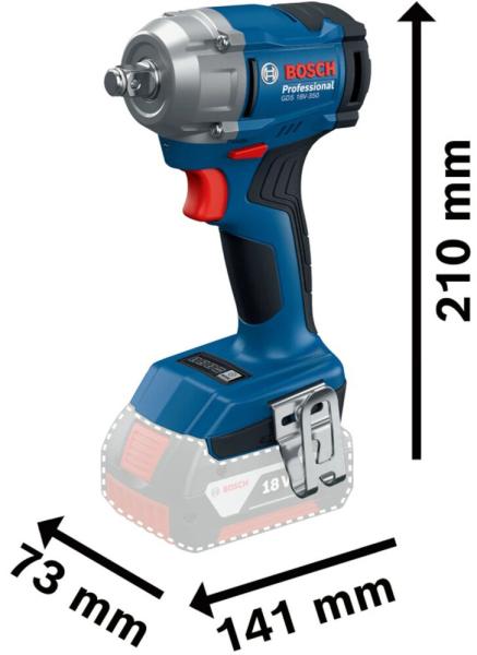 Акумуляторний ударний гайкокрут Bosch GDS 18V-350 (06019M5020) (без АКБ та ЗП), фото 2